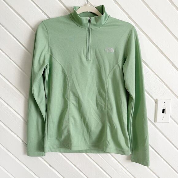 The North Face Women's M Sage Green Vaporwick Pullover 1/4 Zip Long Sleeve Top - Picture 1 of 6